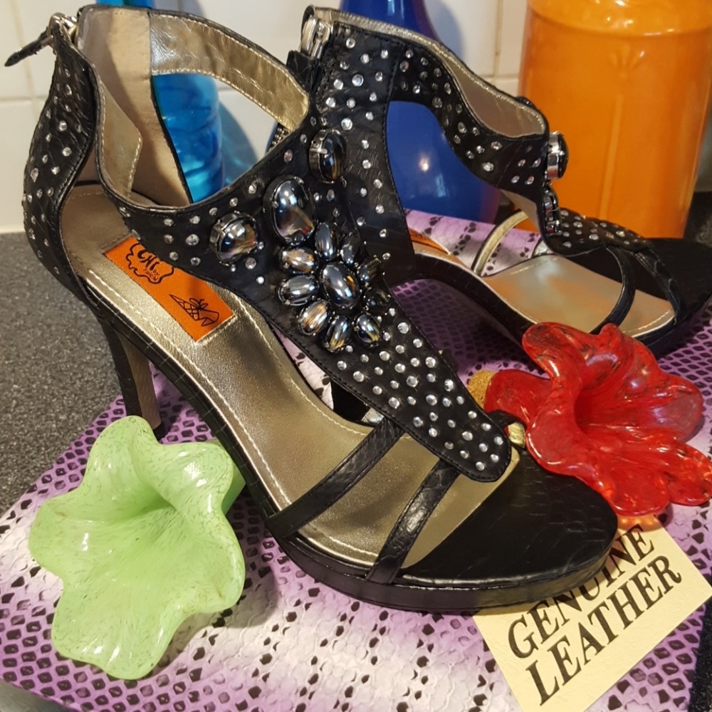 Chi by Falchi Heels Embellished With Jewels NEW